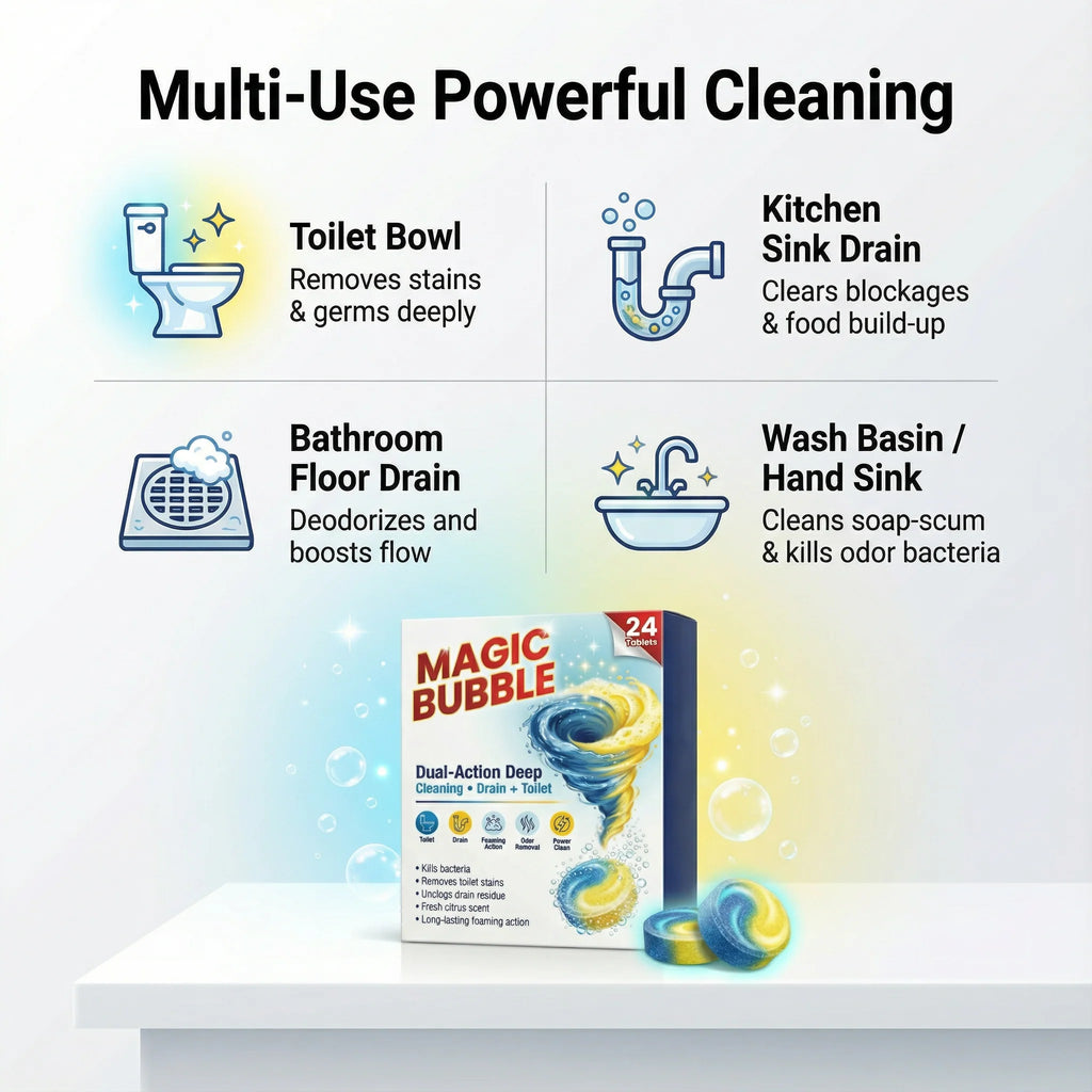 Magic Bubble Cleaning Tablets | Dual action Multi Purpose | 🔥BUY 1 GET 1 FREE🔥
