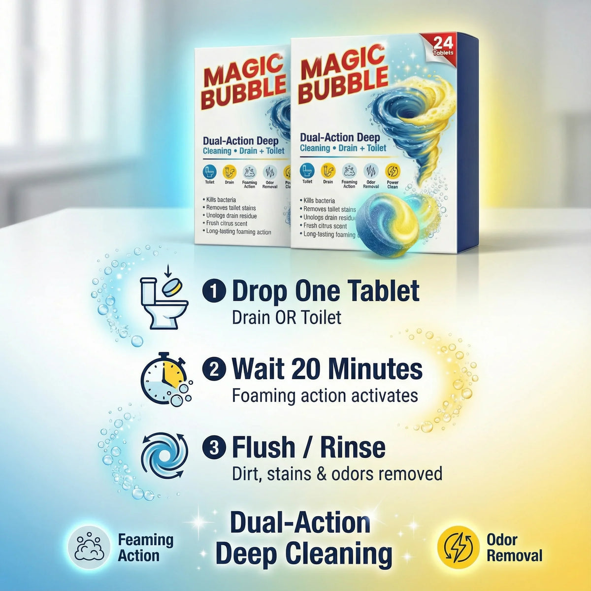 Magic Bubble Cleaning Tablets | Dual action Multi Purpose | 🔥BUY 1 GET 1 FREE🔥
