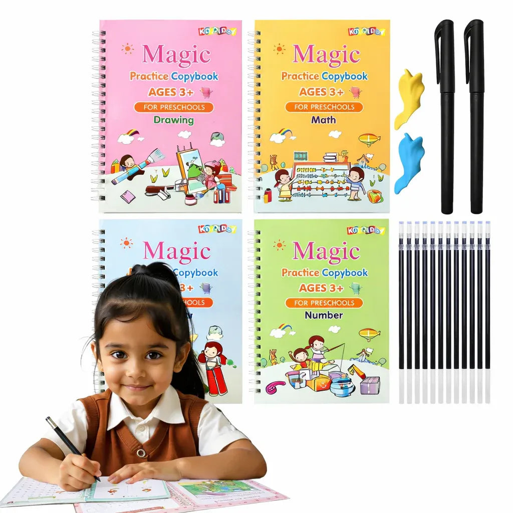 Magic Practice Copybook (4 BOOKS, 1 PEN, 1 GRIP, 10 REFILL) – 50% OFF Today!